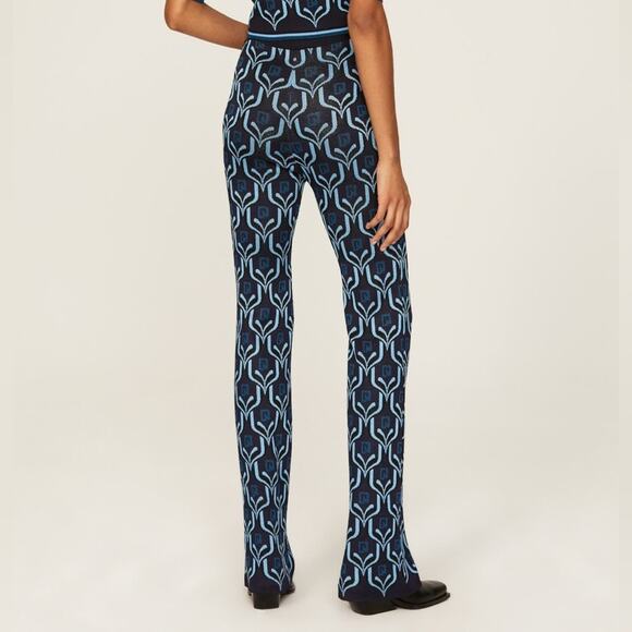 Paco Rabanne Blue Flare Pants Size Small New Retails $790 Retro - Picture 2 of 7